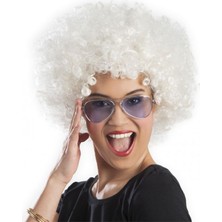 Hobilinka Beyaz Renk Kıvırcık Afro Bonus Peruk