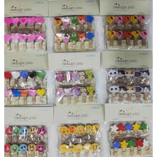 Hobilinka 10'lu Şekilli Ahşap Mandallar 3.5cm (10'lu Set-10 Paket)