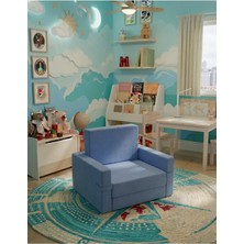 Lensa Home Çocuk Koltuğu Komple Sünger Katlanabilir Yataklı - Çocuk Minderi 0-4 Yaş Mavi