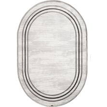 Karmen Halı Trend 2803 Gri Oval Akrilik Salon Mutfak Yatak Odası Halısı Makinede Yıkanabilir