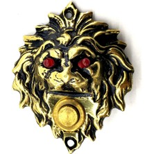 Hobilinka Antika Tarz Dekoratif Pirinç Aslan Kapı Zili - 100X78 Mm, Antik, LED Işıklı
