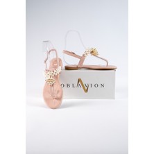 Oblavion Lavion Hakiki Deri Taşlı Kadın Sandalet
