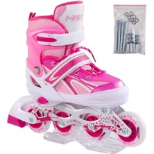 Feyza Design Işıklı Metal Çocuk Pateni - Pembe Renkli Spor & Outdoor Ekipmanı