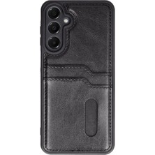 Magicool Samsung Galaxy A16 5g Kılıf Sara Kartvizitli Deri Kılıf - Siyah