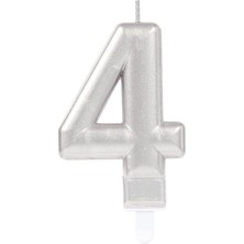 Moresun Buğz 4 Rakam Mum Gümüş Renk