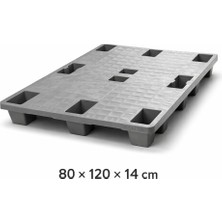 Aslan Plastik Palet 80 x 120 x 15 cm  Gri Kapalı Plastik Palet