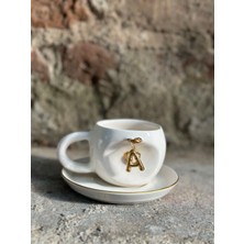 TuanART Sallanan kalpli harf detaylı   El Yapımı Seramik  fincan