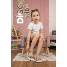 Diggo Kids Kız Çocuk Bebek Cırtlı Tokalı Taşlı Ortopedik Rahat Günlük Yazlık Çocuk Sandalet Terlik