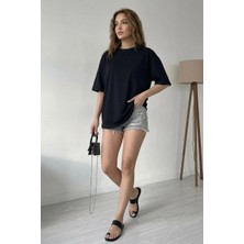 Assef Kadın Basic Oversize  Tişört Pamuk Yumuşak Dokulu Bol Kesim Kısa Kollu T-Shirt