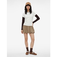Koton Slim Fit Drapeli Kısa Kollu Kayık Yaka Tişört