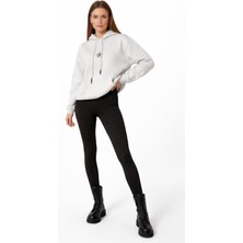 Gri Leopar Detaylı Sweatshirt