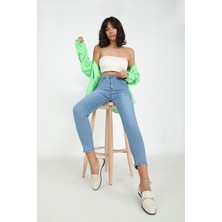 Açık Mavi Fermuarlı Çift Cepli Pantolon