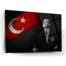 Shiny Art Atatürk ve Türk Bayrağı Portre Cam Tablo – ATA205