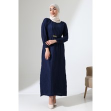 Kadın Tesettür Uzun Kollu Kemer Detaylı Günlük Şık Elbise