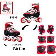 Feyza Design Çocuklar Için Ayarlanabilir Işıklı Silikon Tekerli Paten Seti