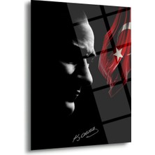Shiny Art Atatürk ve Türk Bayrağı Silüet Cam Tablo – ATA174