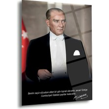 Shiny Art Atatürk Sözü ile Portre Cam Tablo – ATA187