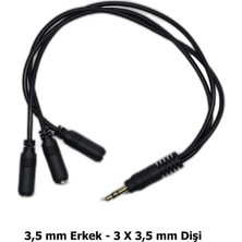 CHESTER 3.5 mm Aux Çoklayıcı Kablo 1 Erkek 3 Dişi 20 cm - Kulaklık ve Ses Paylaştırıcı Splitter