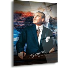 Shiny Art Atatürk Modern Renkli Sanatsal Tasarım Cam Tablo – ATA225