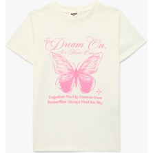 Koton Pamuklu Kelebek Baskılı Bisiklet Yaka Kısa Kollu Tişört