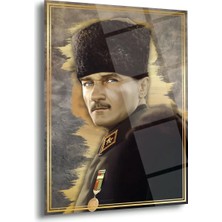 Shiny Art Atatürk Askeri Üniformalı Klasik Portre Modern Cam Tablo – ATA251