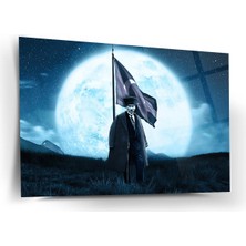 Shiny Art Atatürk Ay ve Bayrak Silüeti Cam Tablo – ATA195
