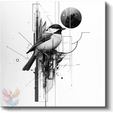 Artarilion Kare Kanvas Tablo Hd Dijital Baskı Salon Ofis Tablosu Kanvas Soyut Siyah Kus Duvar Dekorasyon