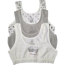 Koza Soft Sandy 3'lü Kız Çocuk Kalın Askılı Pamuklu Pedsiz Alıştırma Sütyeni Yarım Atlet Seti