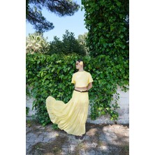 Miss Neşem Sarı Içi Şortlu Şifon Etek