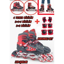 Feyza Design Çocuklar Için Ayarlanabilir 3'ü 1 Arada Işıklı Paten Seti