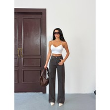 Xbella Denim Kadın Skater Kot Pantolon Kahve Rengi