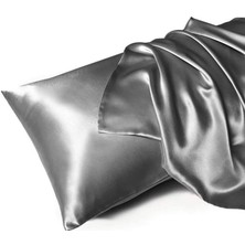 Hobilinka 2’li  Ipek Dokulu Saten Yastık Kılıfı 50X70 – Koyu Gri – Mikrosaten, Saç ve Cilt Dostu