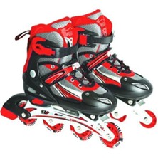 Feyza Design Çocuk Pateni - Kırmızı, 4 Tekerlek, Tek Sıra Dizilim