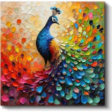 Artarilion Kare Kanvas Tablo Hd Dijital Baskı Salon Ofis Tablosu Kanvas Rengarenk Tavus Kusu Duvar Dekorasyon