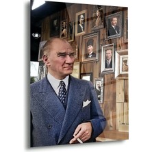 Shiny Art Atatürk Fotoğraf Galerisi Arka Planlı Portre Cam Tablo – ATA186