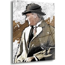 Shiny Art Atatürk Sanatsal Portre Cam Tablo – Modern Çizim Tasarımı - ATA152
