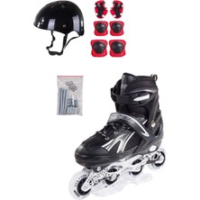 Feyza Design Yüksek Kaliteli Işıklı Çocuk Pateni Siyah Seti