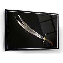 Shiny Art Zülfikar Kılıcı Tasarımlı Islami Cam Tablo – Siyah Zemin Altın Detaylı - ISL205