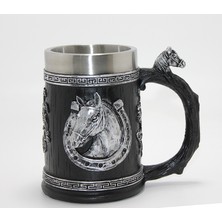 Poebgo Family's 3D Kabartmalı At Büstü Paslanmaz Çelik Kupa Bardak