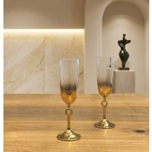 Rova Tr Ayça Serisi 6'lı Cam Titanyum Kaplama Lüks Ayaklı Modern Kadeh Set - Şık Kadehleri