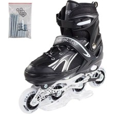 Feyza Design Işıklı Ayarlanabilir Çocuk Siyah Slikon Paten