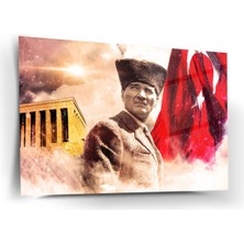 Shiny Art Atatürk Anıtkabir ve Bayrak Temalı Cam Tablo – ATA197