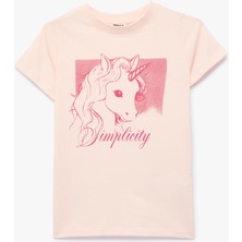 Koton Pamuklu Bisiklet Yaka Unicorn Baskılı Kısa Kollu Tişört