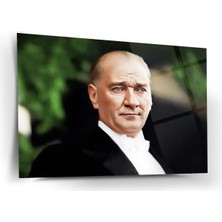 Shiny Art Atatürk Beyaz Papyonlu Portre Cam Tablo – ATA207