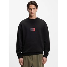 Hugo Siyah Erkek Relaxed Logo Baskılı Sweatshirt 50553134_DANOTOP
