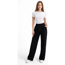 Siyah Palazzo Kumaş Pantolon