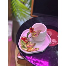 TuanART Çiçek detaylı el yapımı seramik fincan