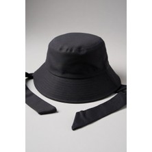 Mollycrush Kadın Siyah Bağlama Detaylı Pamuklu Bucket Balıkçı Model Yazlık Şapka