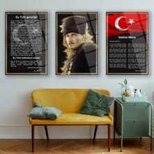 Shiny Art Atatürk Gençliğe Hitabe ve Istiklal Marşı Cam Tablo Seti – ATA231
