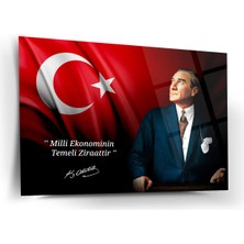 Shiny Art Atatürk’ün Ekonomi Sözü ile Portre Cam Tablo – ATA211